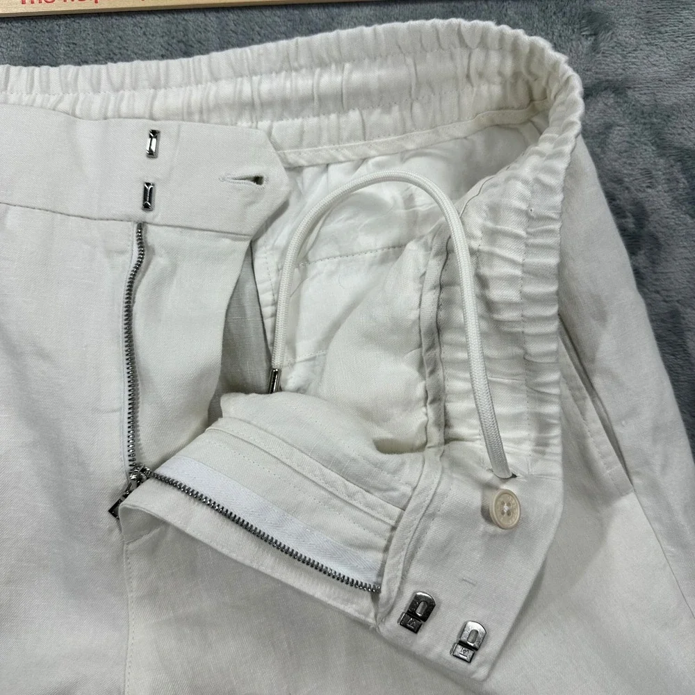 Orlebar Brown Cornell Off White Linen Trousers Mens 38 Portugal Drawstring Pants